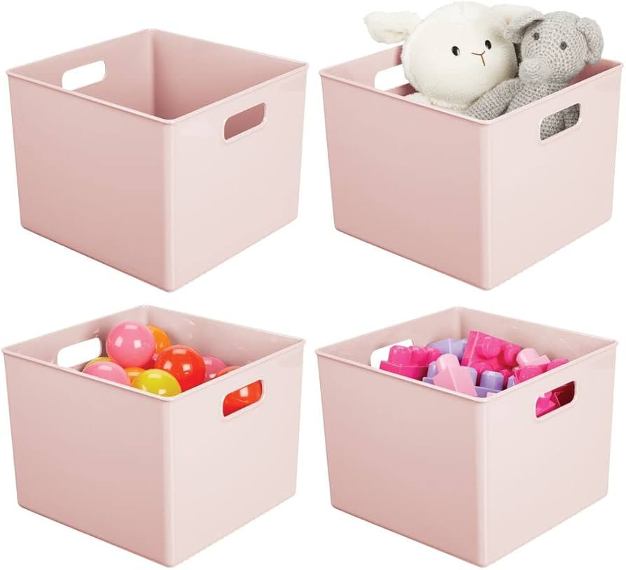 mDesign Plastic Deep Home Storage Organizer Basket Bin, Handles for Cube Furniture Shelving in Of... | Amazon (US)