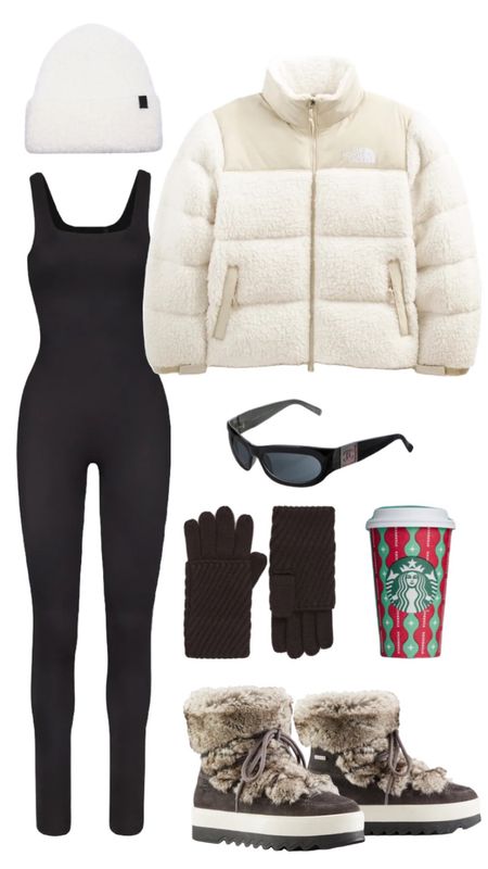 ski aesthetic winter outfit 
skims jumpsuit 
north face sherpa puffer coat
cougar waterproof snow boots
allsaints beanie and gloves 

#LTKstyletip #LTKHoliday #LTKSeasonal