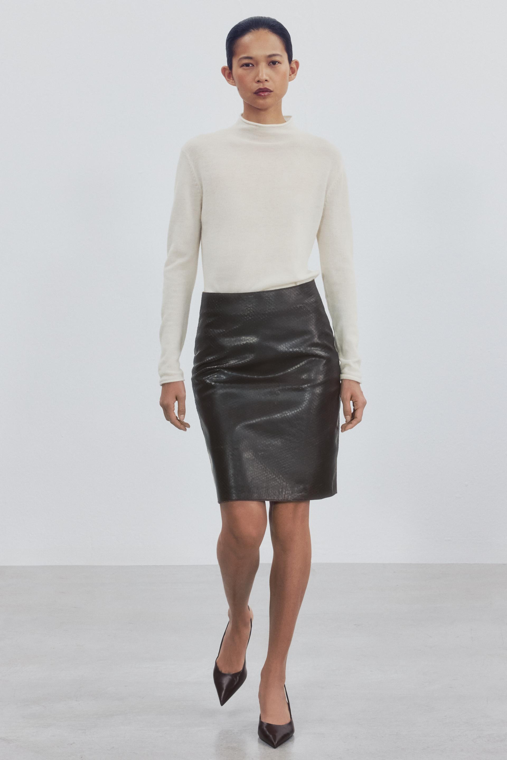 Zara - Leather Slingback Heeled Shoes - Brown - 9 - Woman | Zara Canada