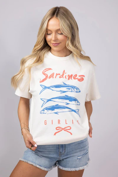 Sardines Girlie Oversized T-Shirt for Women in Ivory | Glik's