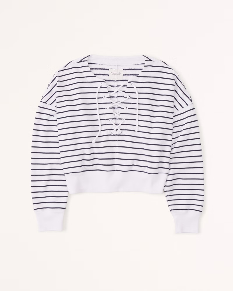 Lace-Up Crew Sweatshirt | Abercrombie & Fitch (US)