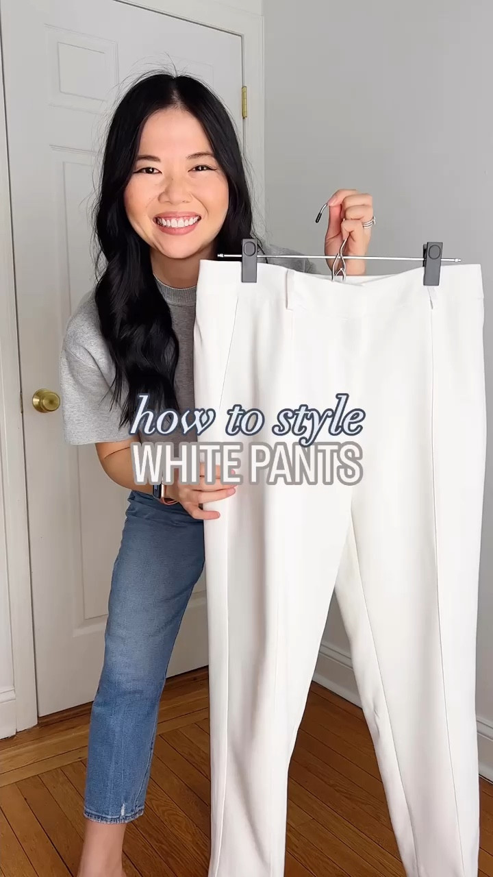 Four ways to wear white pants

OUTFIT 1
Tan blazer (2P)
Black tank top (XS)
White slacks (4P)
Olive green tote bag
Beige pumps

OUTFIT 2
Striped shirt (XS)
White trousers
Taupe tote bag
Tan pumps (1/2 size up)

OUTFIT 3
Denim jacket
Beige t-shirt (XS)
White cropped pants
Brown tote bag
Tan pumps

OUTFIT 4
Beige cardigan (XS)
Dark brown tote bag
Tan mule pumps

Smart casual outfit
Business casual outfit
Spring outfit
Neutral outfit
Outfit with white pants 

#LTKworkwear #LTKfindsunder100 #LTKstyletip