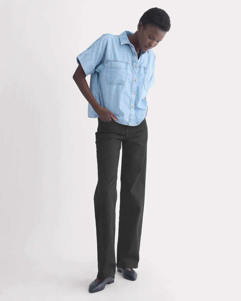 Cropped Boxy Denim Shirt | Light Indigo | Everlane