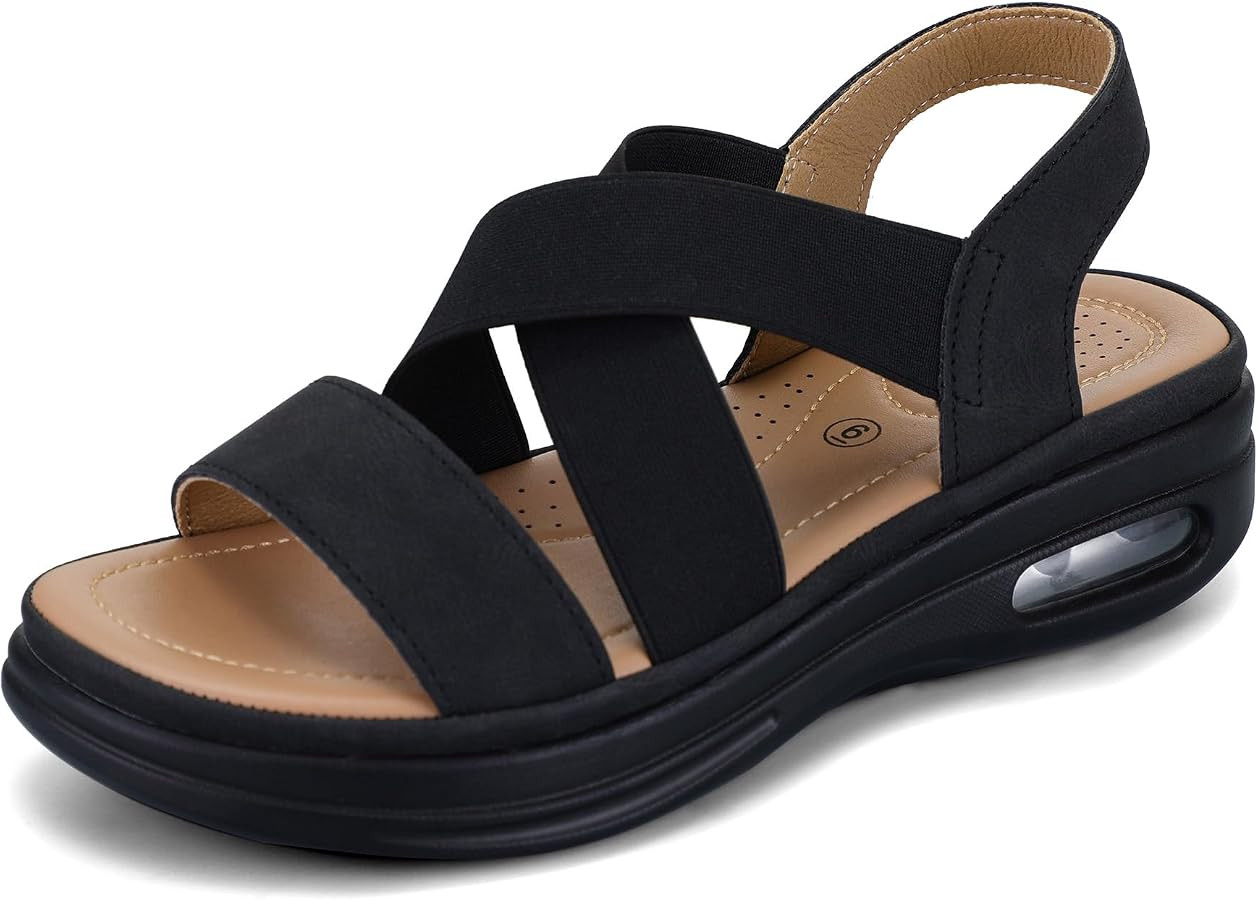 mysoft Women's Comfortable Walking Sandals Air Cushion Sport Slingback Elastic Band Platform Shoe... | Amazon (US)