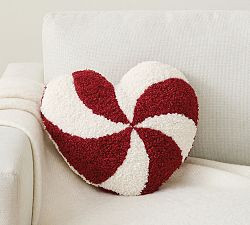 Peppermint Swirl Heart Shaped Pillow | Pottery Barn (US)