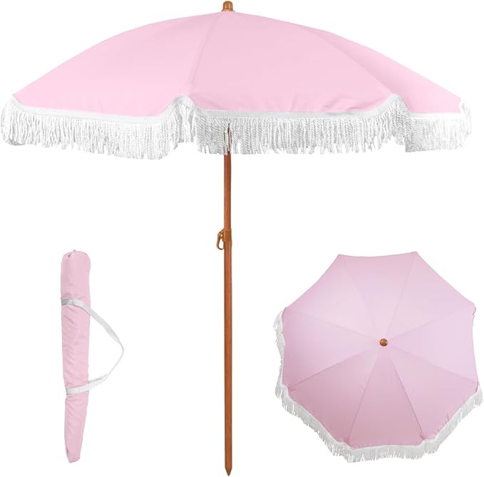 6 Ft Fringe Patio Umbrella - Outdoor Umbrella for Patio, Pool, Table, Garden, Deck, Beach, and Ou... | Amazon (US)