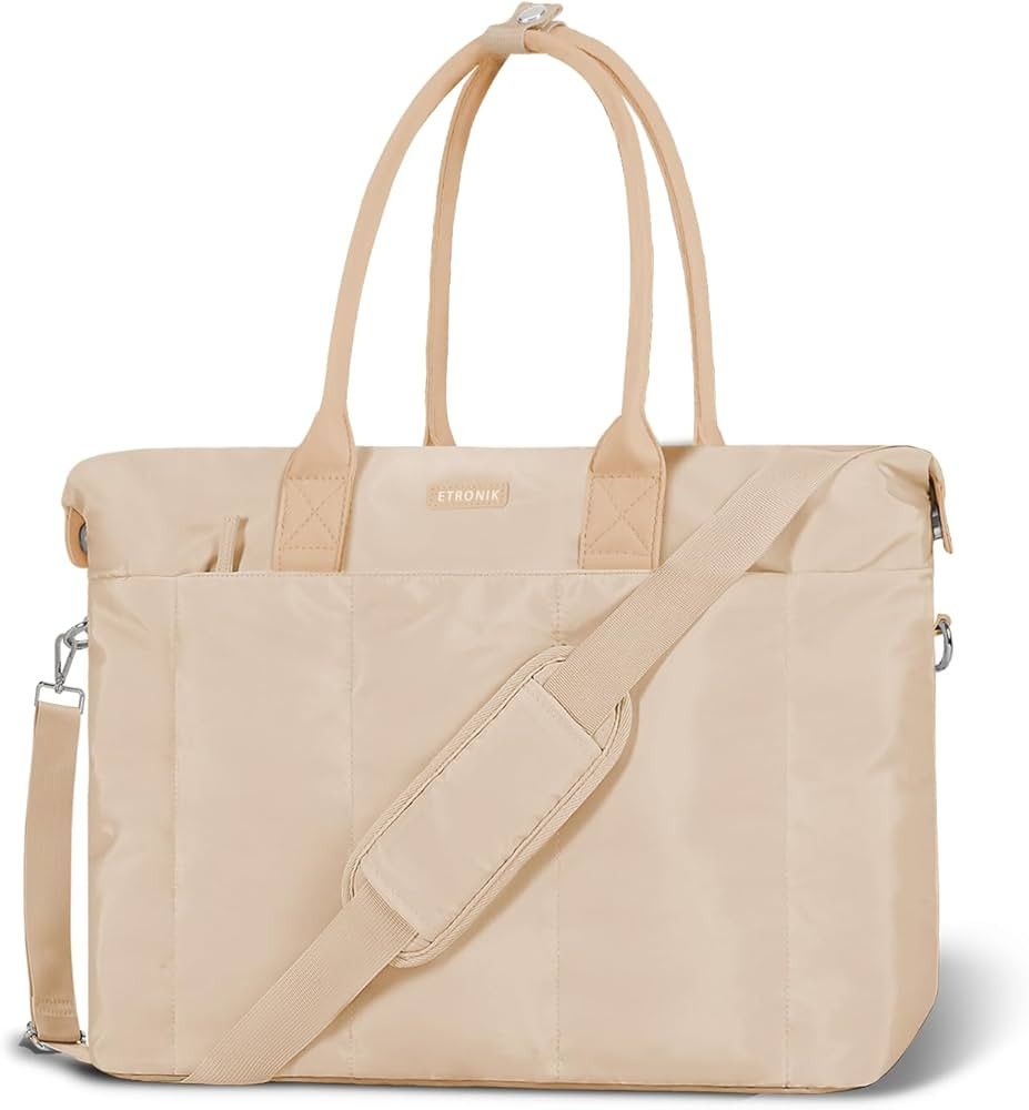 ETRONIK Tote Bag with Zipper, Laptop Tote Bag for Women with Pockets, Large Tote Bag Purse with L... | Amazon (US)