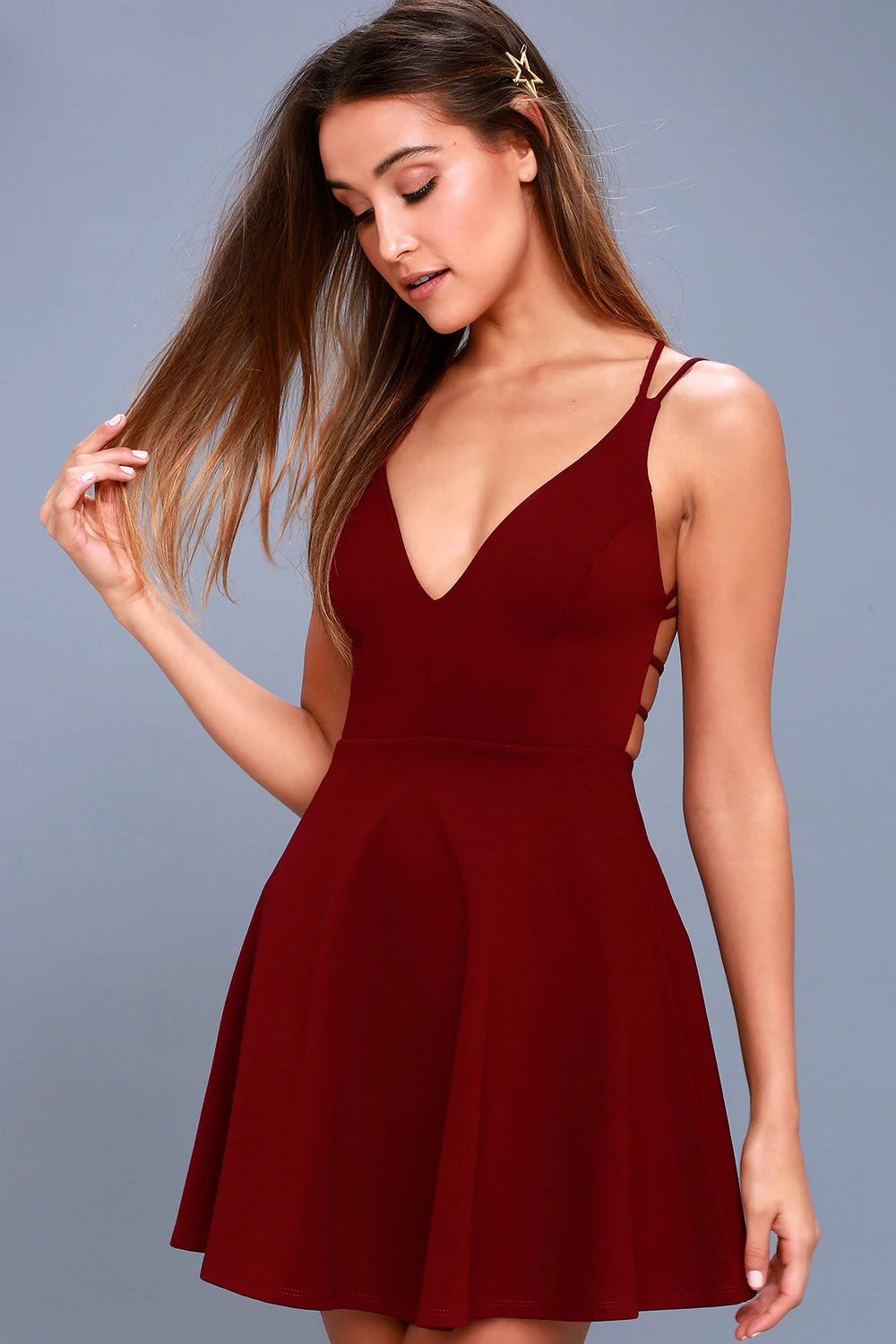 Believe in Love Wine Red Backless Skater Dress | Lulus (US)