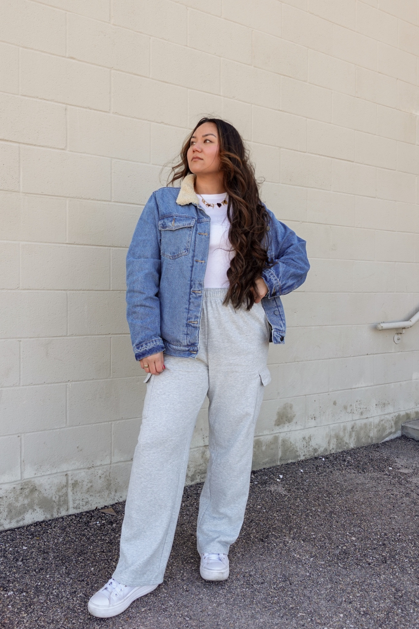 Comfy and cozy outfit for this cold Texas weather. 
Sweats are true to size, but I sized up in the sweats for more of a loose fit. They’re super soft and high quality. 

Sweatpants, winter outfits, comfy casual, denim jacket, casual outfits, warm outfit, outerwear 

#LTKfindsunder50 #LTKstyletip #LTKsalealert