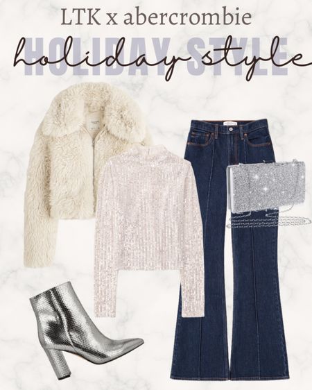 New years outfit. Holiday outfit. Flare jeans. Boots. Sequin purse. Sequin top. 

#LTKHoliday #LTKFind #LTKxAF