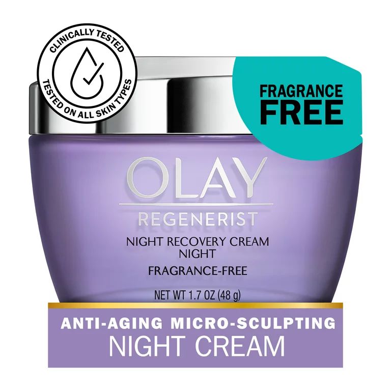 Olay Regenerist Night Recovery Cream Face Moisturizer, Fragrance Free, Combination Skin, 1.7 oz | Walmart (US)