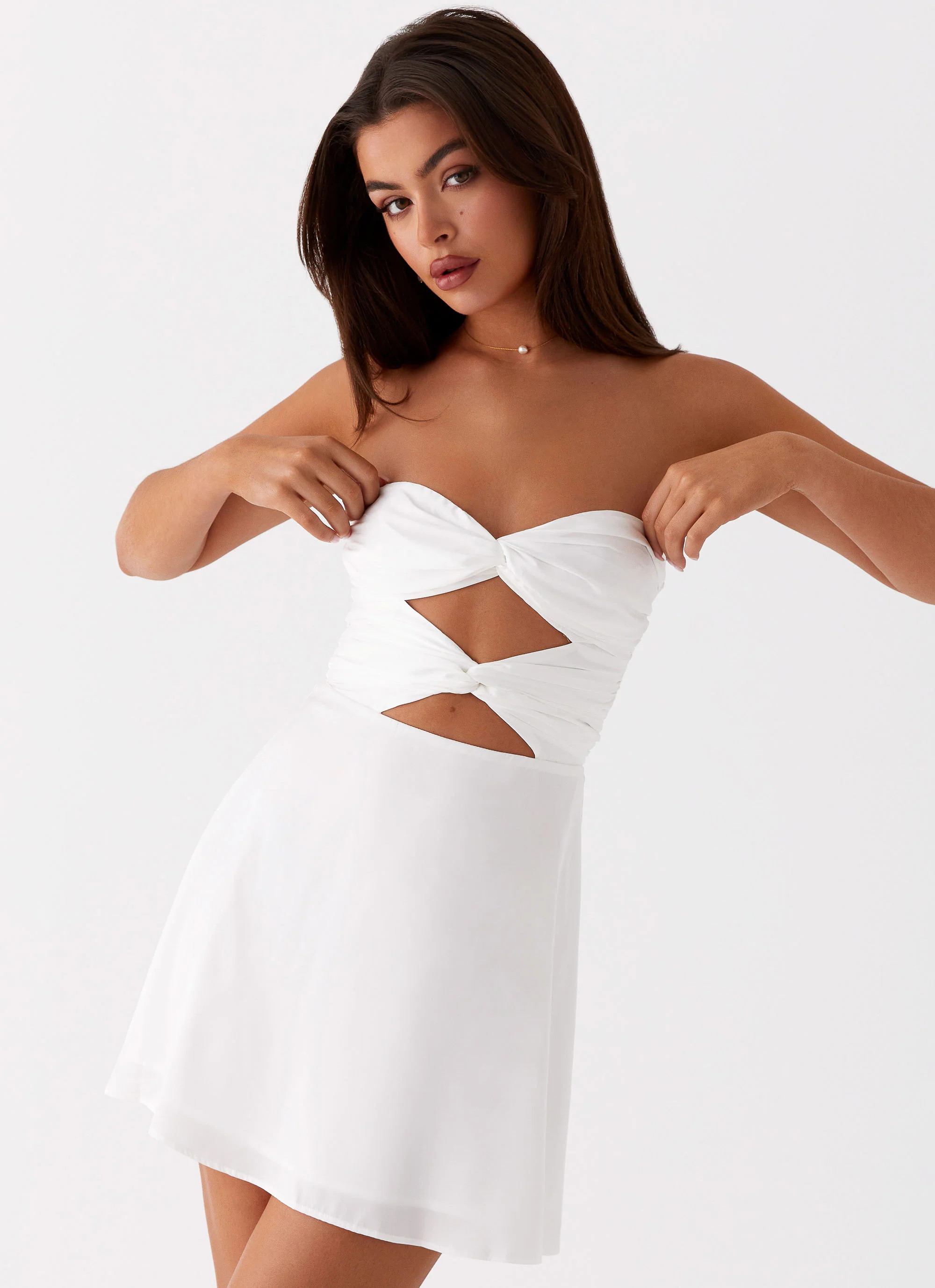 Taga Twist Mini Dress - White | Peppermayo (Global)