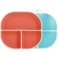 Rectangular Silicone Suction Plate (2 Pack) | Coral / Aqua | Nuby (US)