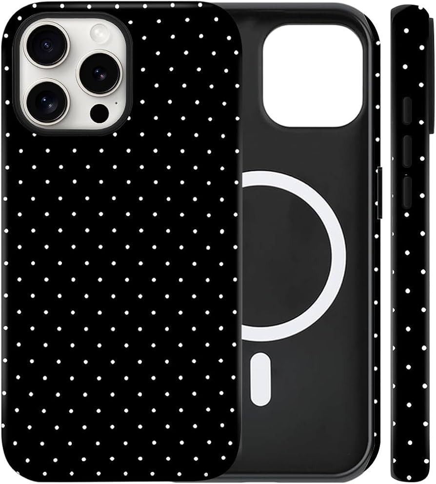 Magnetic for iPhone 16 Pro Max Case Cute Polka Dot Phone Case, Shockproof Slim TPU and Hard PC Pr... | Amazon (US)