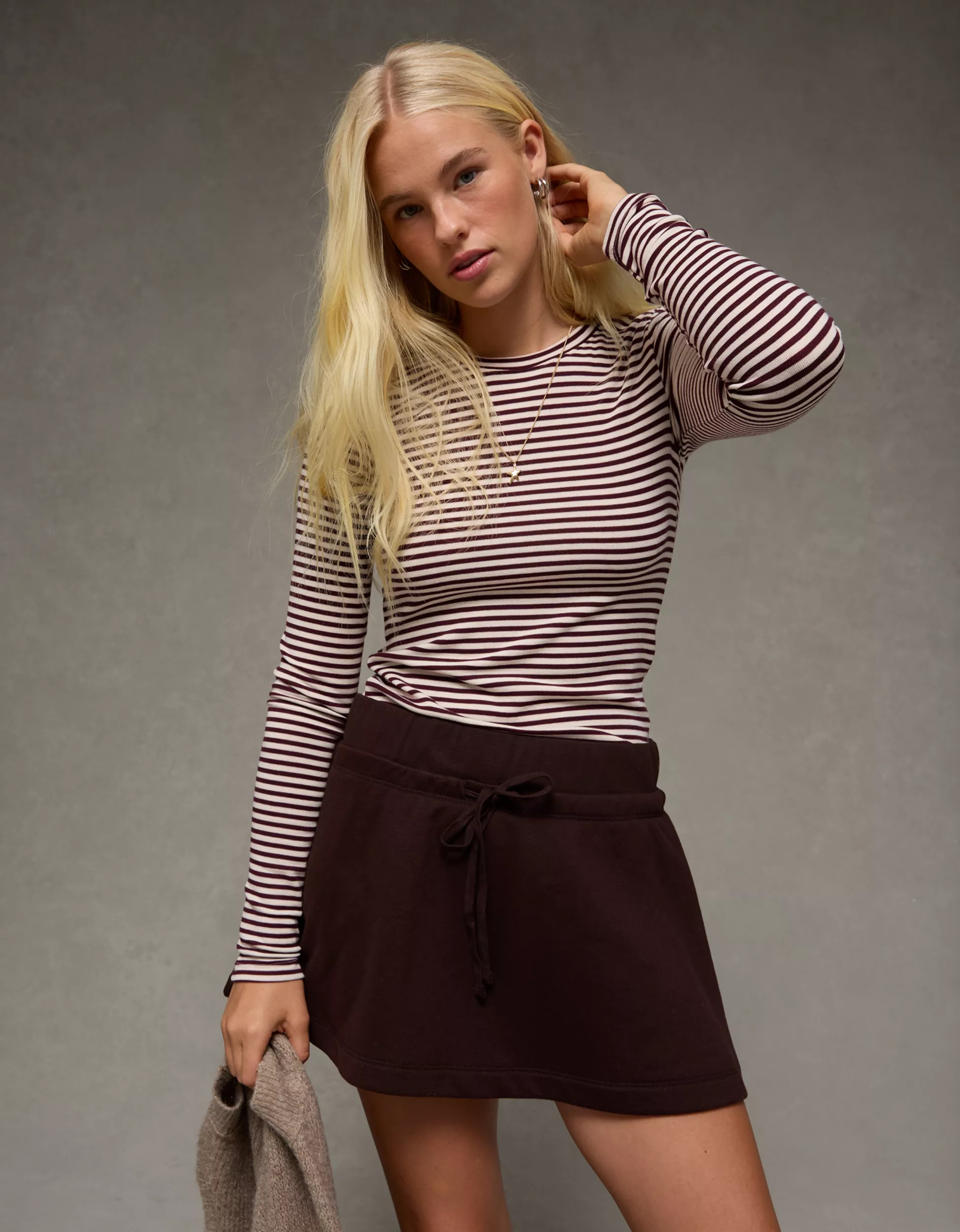 AE Long Sleeve Cozy Crew Neck T-Shirt | American Eagle Outfitters (US & CA)