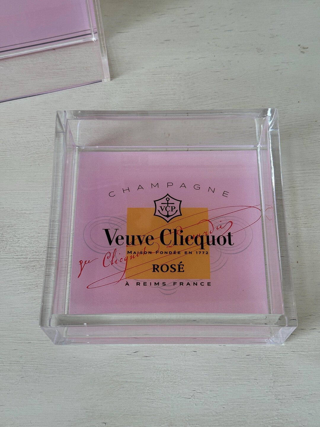 Veuve Clicquot Small Tray, Small Pink Acrylic Tray, 6x6, Jewelry Dish, Bar Cart Decor, - Etsy | Etsy (US)