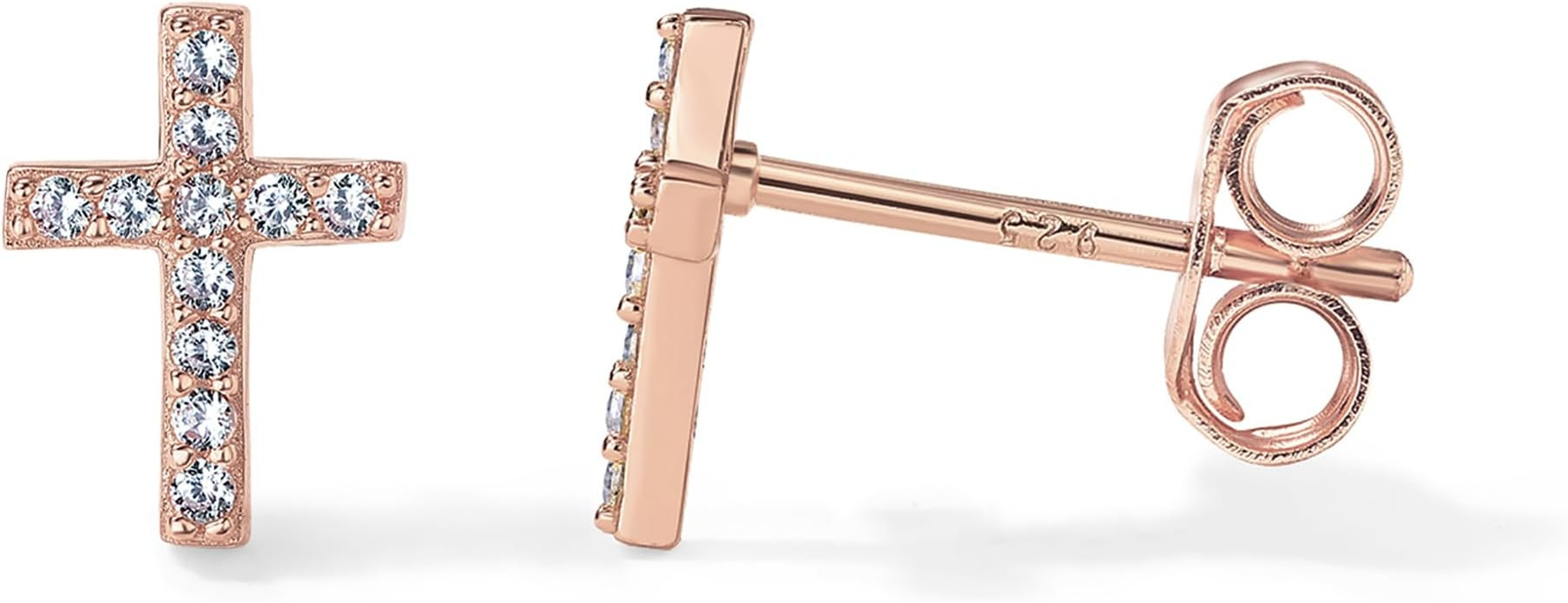 PAVOI 14K Gold Plated Girls Sterling Silver Earrings | Pave CZ Gold Cross Earrings for Women | Amazon (US)