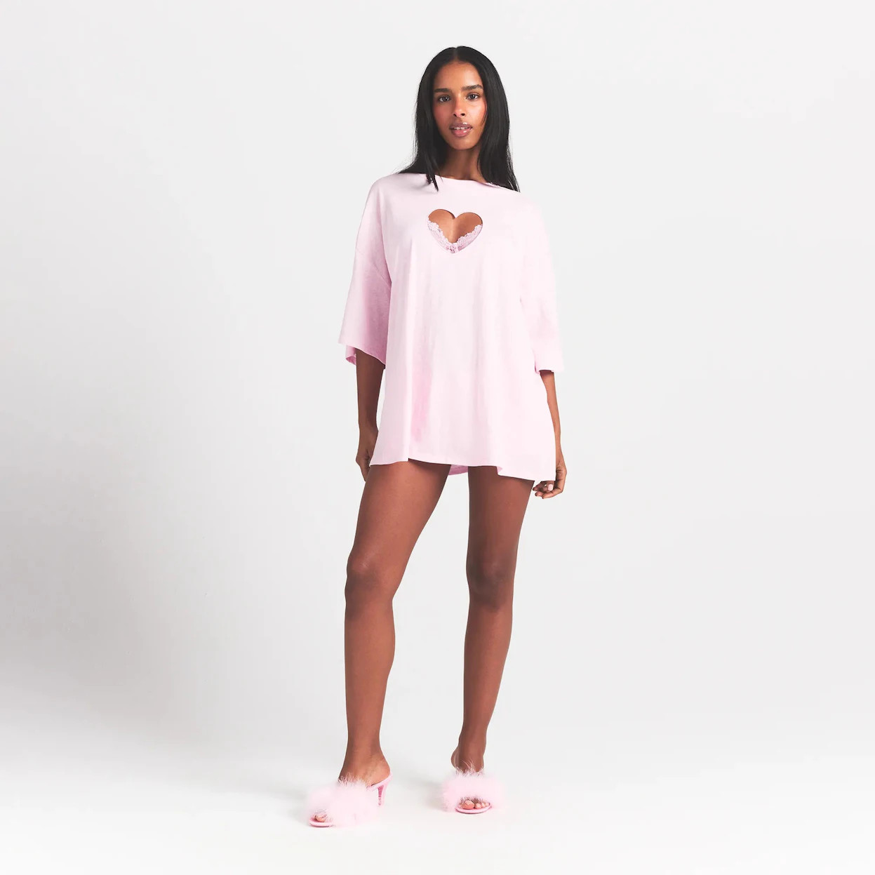 WORN IN JERSEY HEART OVERSIZED T-SHIRT | BABY PINK | SKIMS | SKIMS (US)