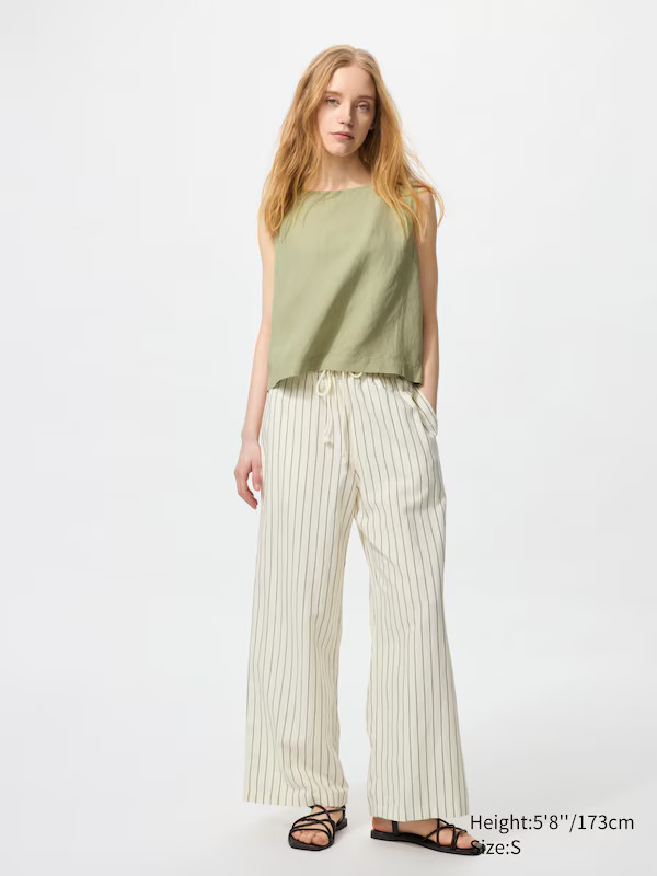 Linen Blend Easy Trousers (Stripe) | Uniqlo SE