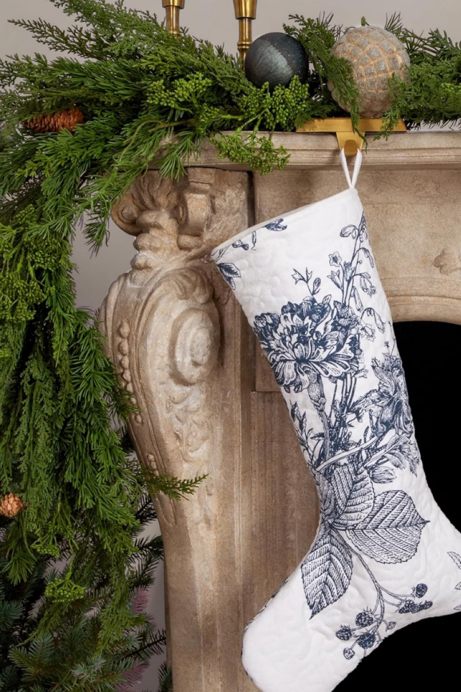 Cottage core vintage inspired Christmas Decor stocking