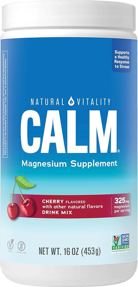 Natural Vitality Calm, Magnesium Citrate Supplement, Anti-Stress Drink Mix Powder, Gluten Free, V... | Amazon (US)