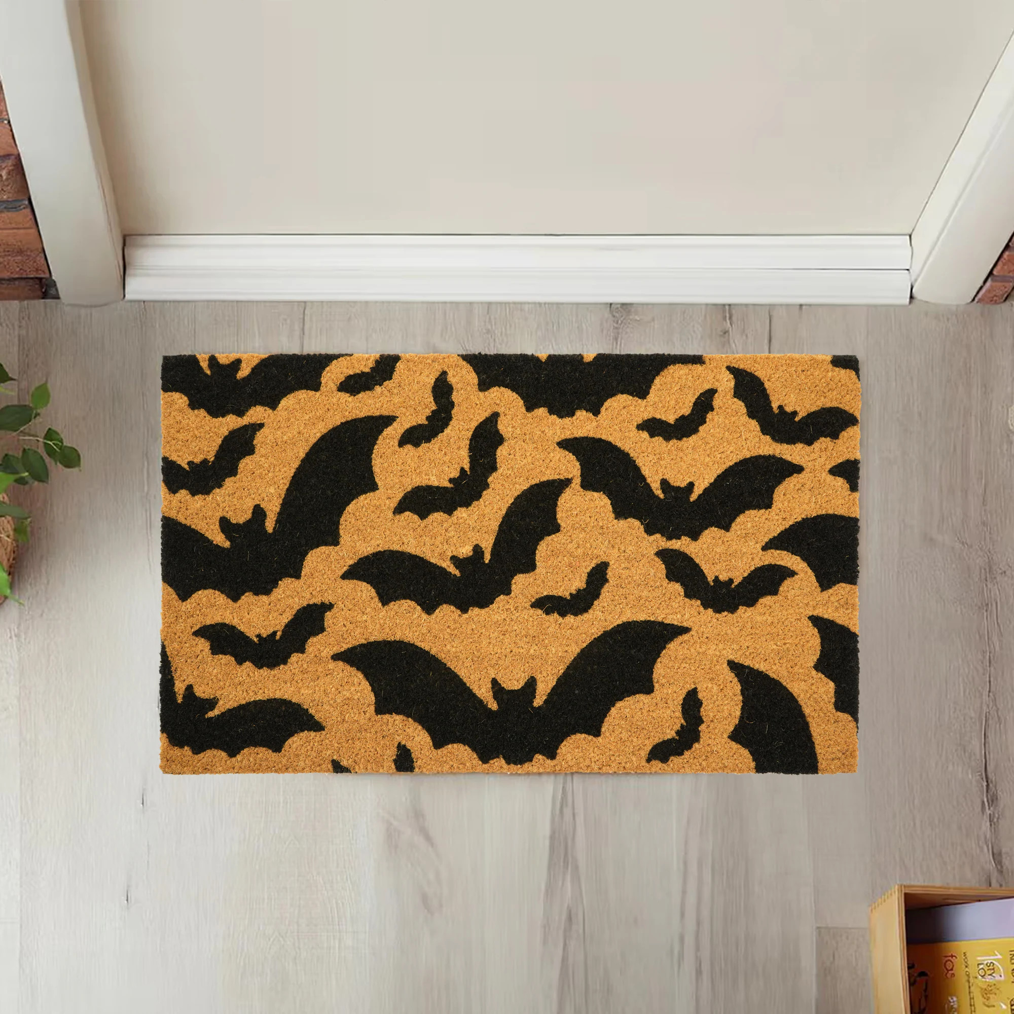 Haunted Living 18-in x 30-in Natural Coir Non-Slip Grip Indoor or outdoor Door Mat one_size | WG-Q326-BATS | Lowe's
