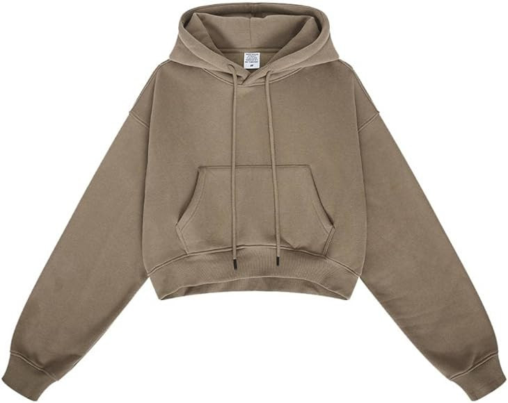 Hatant Women's Black Cropped Long Sleeve Hooded Pullover Sweatshirt | Amazon (US)