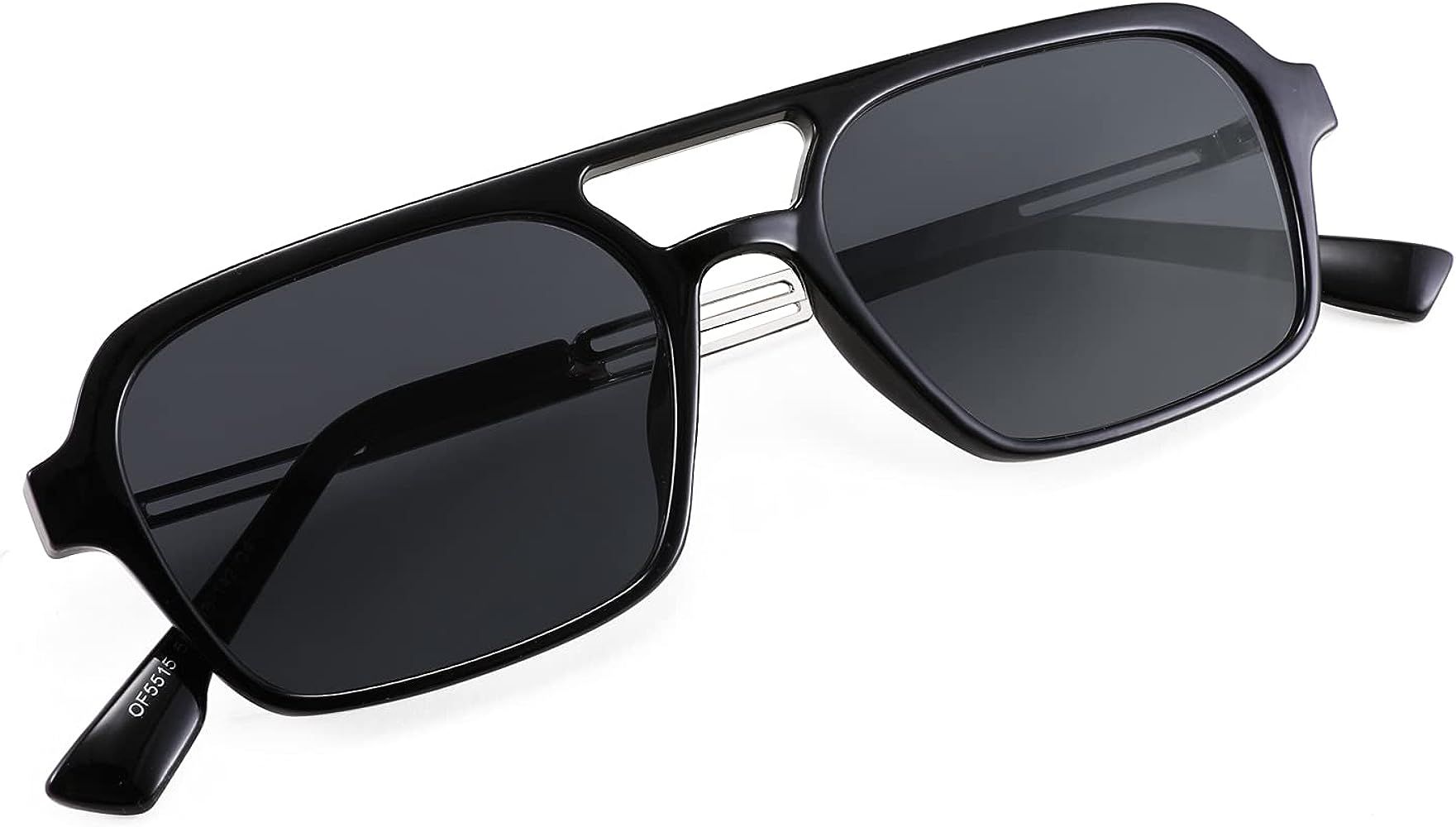 Amazon.com: FEISEDY Vintage Square 70s Flat Aviator Sunglasses Women Men Metal Design Shades B275... | Amazon (US)