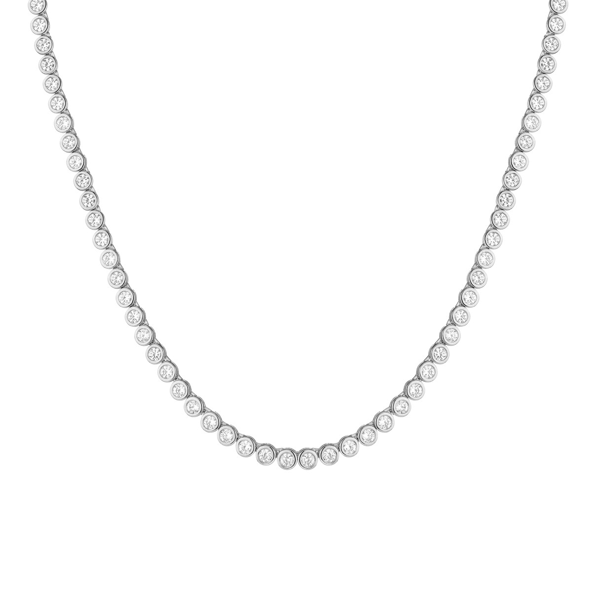 Lab Grown White Sapphire Bezel Tennis Necklace | AUrate New York