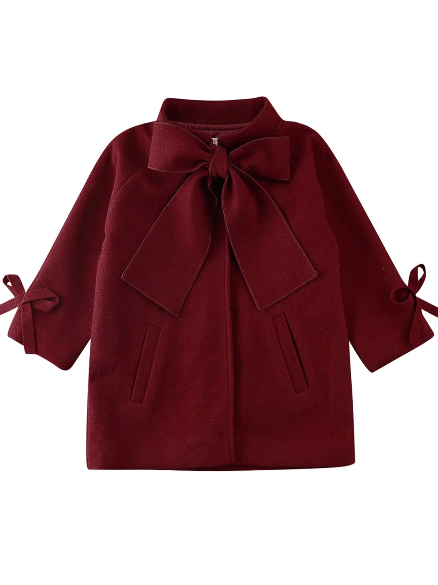 Calsunbaby Toddler Baby Girls Winter Coats Warm Wool Bowknot Trench Coat Overcoat Girls Outwear J... | Walmart (US)