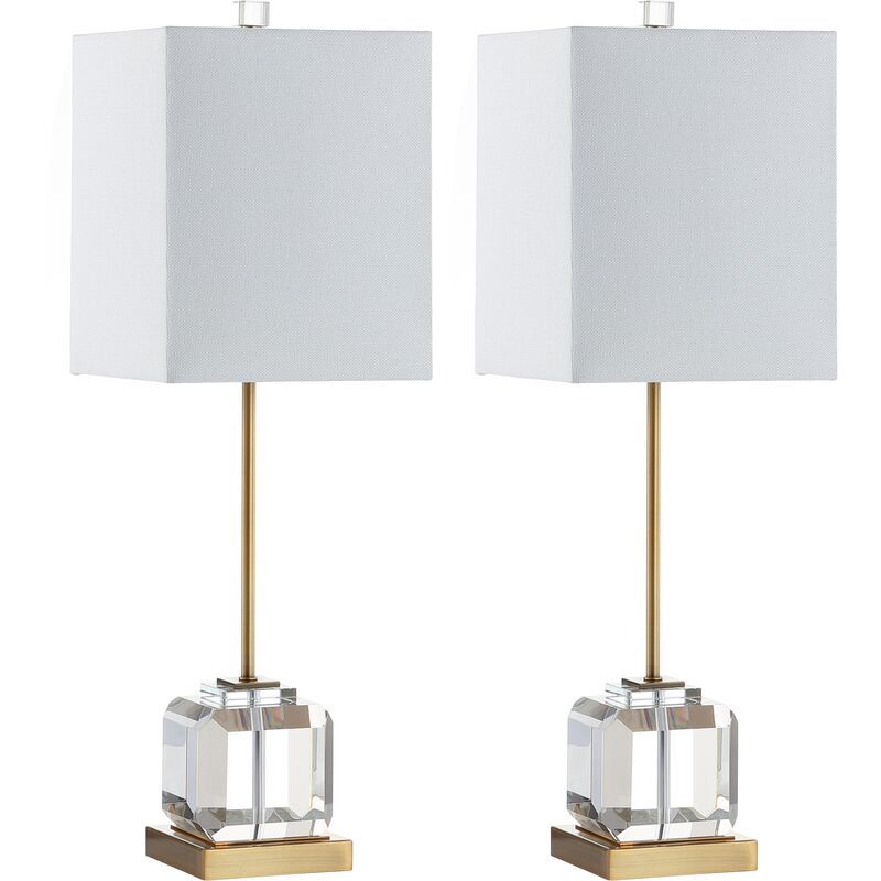 S/2 Jade Crystal Table Lamps, Clear/Brass Gold | One Kings Lane