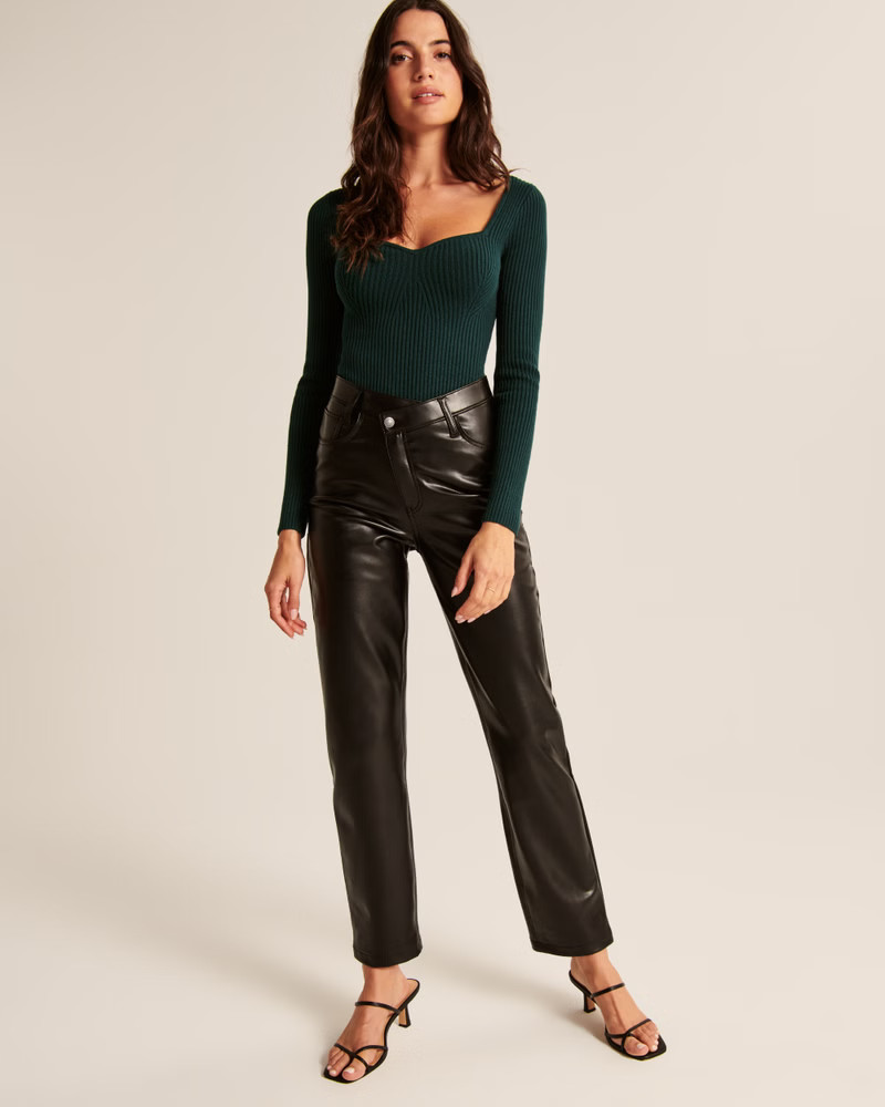 Women's Vegan Leather Dad Pants | Women's Bottoms | Abercrombie.com | Abercrombie & Fitch (US)