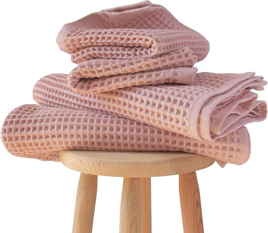 PÜSKÜL 4-Piece Natural 100% Turkish Cotton Luxury Waffle Towels for Bathroom | Premium Quality ... | Amazon (US)