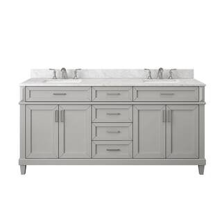 Talmore 72 in W x 22 in D x 35 in H Double Sink Bath Vanity in Sky Grey With White Engineered Mar... | The Home Depot