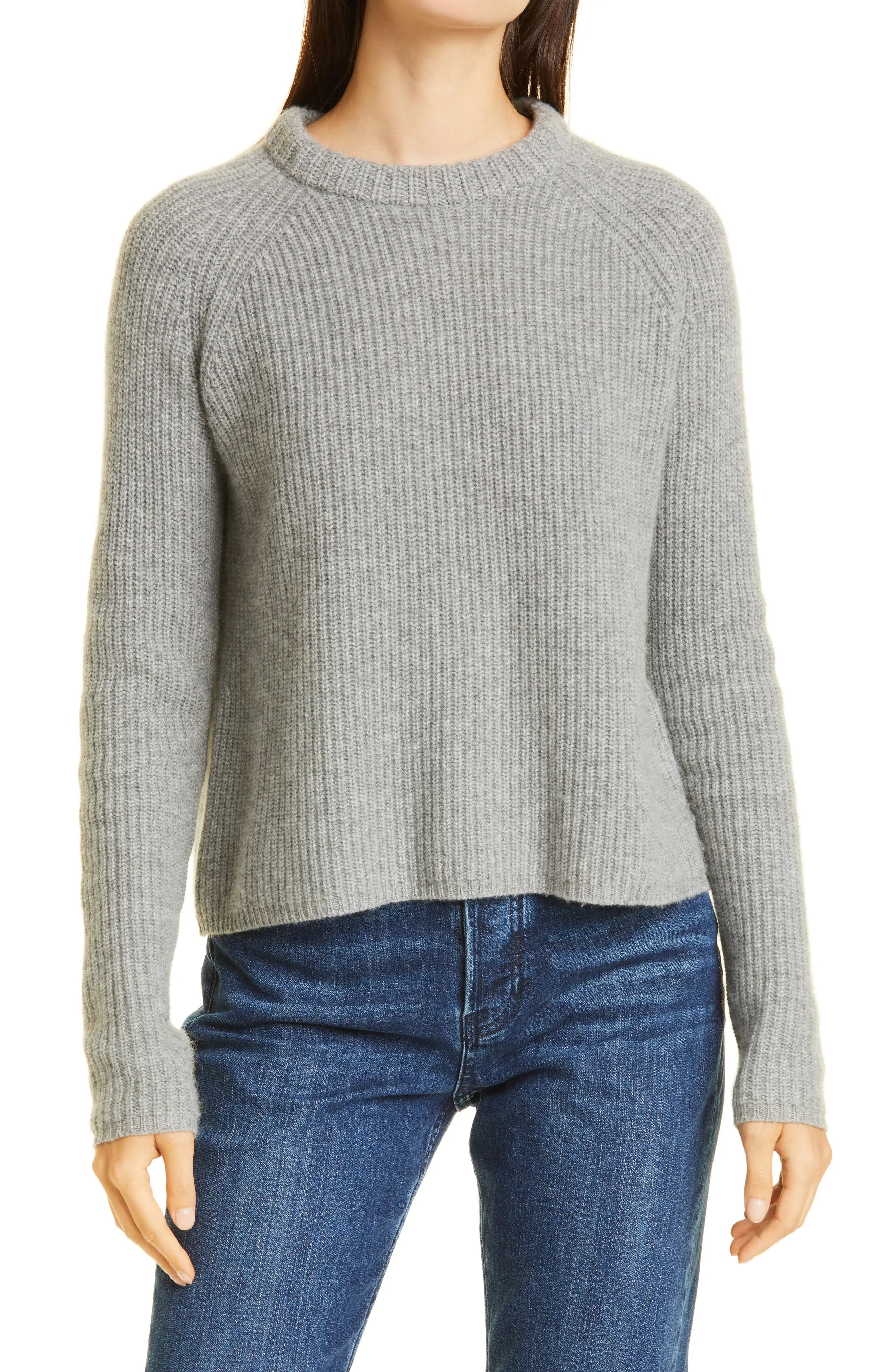 Jenni Kayne Cashmere Fisherman Sweater, Size 1X in Heather Grey at Nordstrom | Nordstrom