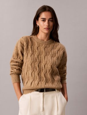 Wool Blend Cable Knit Sweater | Calvin Klein (US)