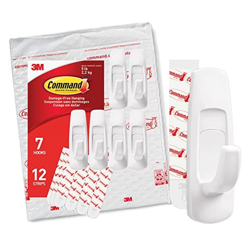 Command Large Utility Hooks, Damage Free Hanging Wall Hooks with Adhesive Strips, No Tools Wall H... | Amazon (US)