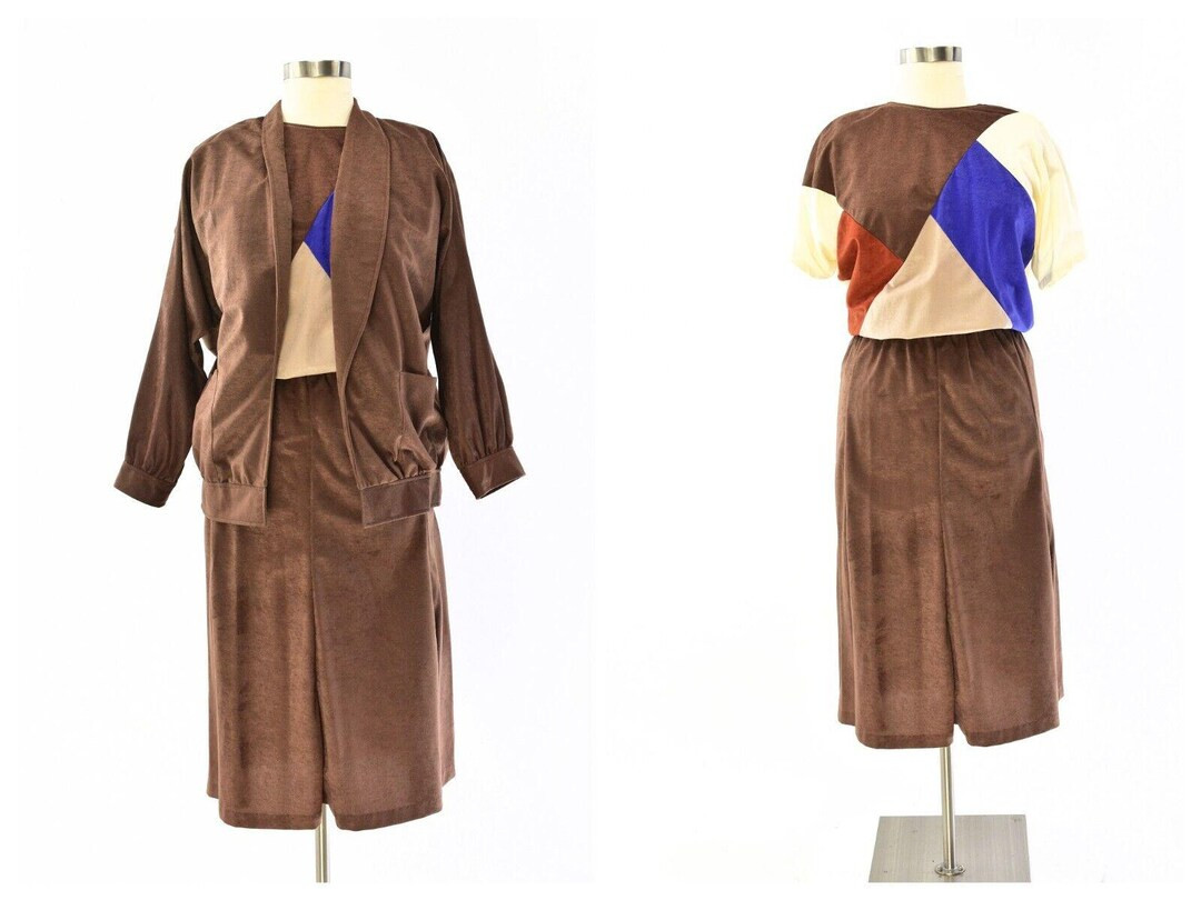 80s Vintage 3 Piece Skirt Suit Set Jacket Top Skirt Womens L Teddi Sport - Etsy | Etsy (US)