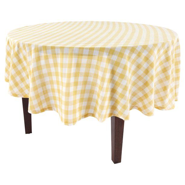 Mainstays Gingham Table Cloth 70" Round in Yellow - Walmart.com | Walmart (US)