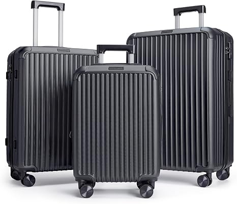 LIGHT FLIGHT Travel Luggage Sets, 3 Piece Set Suitcase with Spinner Wheels, Hardside Lightweight ... | Amazon (US)