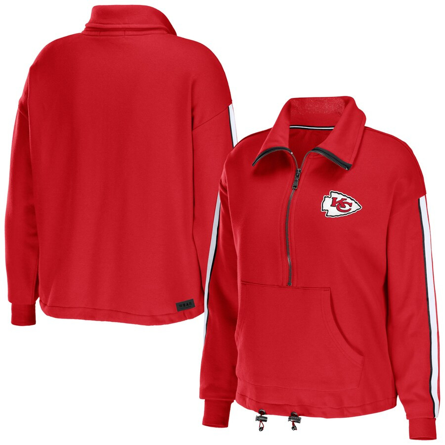 Kansas City Chiefs WEAR by Erin Andrews Women's Logo Stripe Half-Zip Top - Red | Fanatics