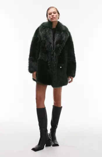 Topshop Mid Length Faux Fur Coat | Nordstrom | Nordstrom