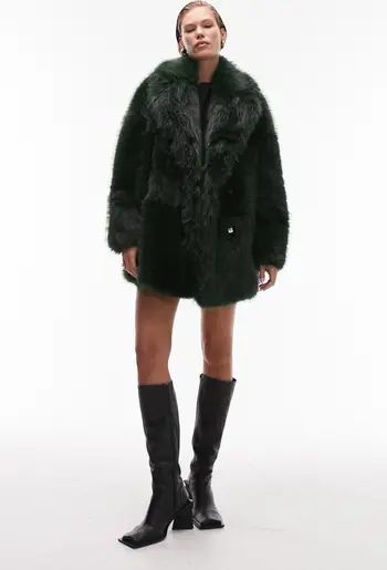 Topshop Mid Length Faux Fur Coat | Nordstrom | Nordstrom