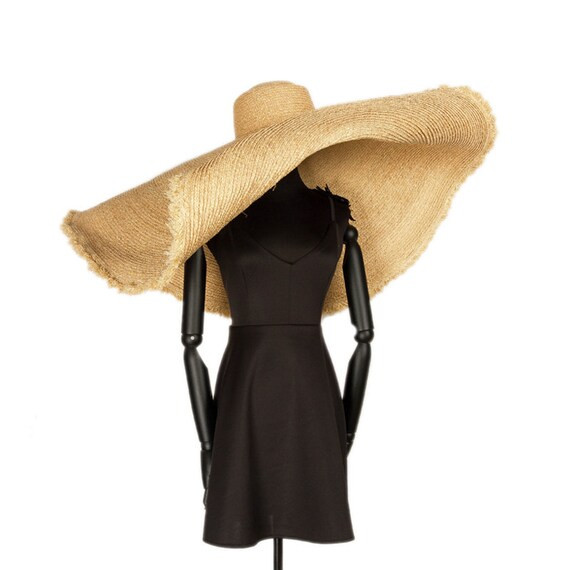 Laffey straw hat with a larger brim and a circle-top, 1 m in diameter, was made in a concave shap... | Etsy (US)