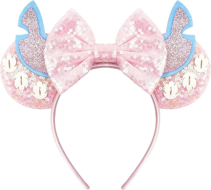 zhezesmila Shiny Mouse Ears Sequin Bow Ears Headband for Women Hair Band Headwear for Princess Co... | Amazon (US)