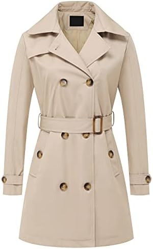 Chrisuno Women's Double Breasted Trench Coats Mid-Length Belted Overcoat Long Dress Jacket with D... | Amazon (US)