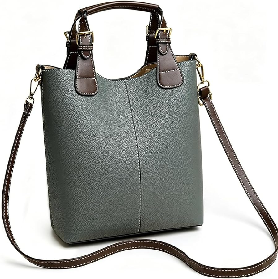Fashion Pu Leather Bucket Bag For Women Classic Shoulder Handbag With Adjustable Strap Casual Cro... | Amazon (US)