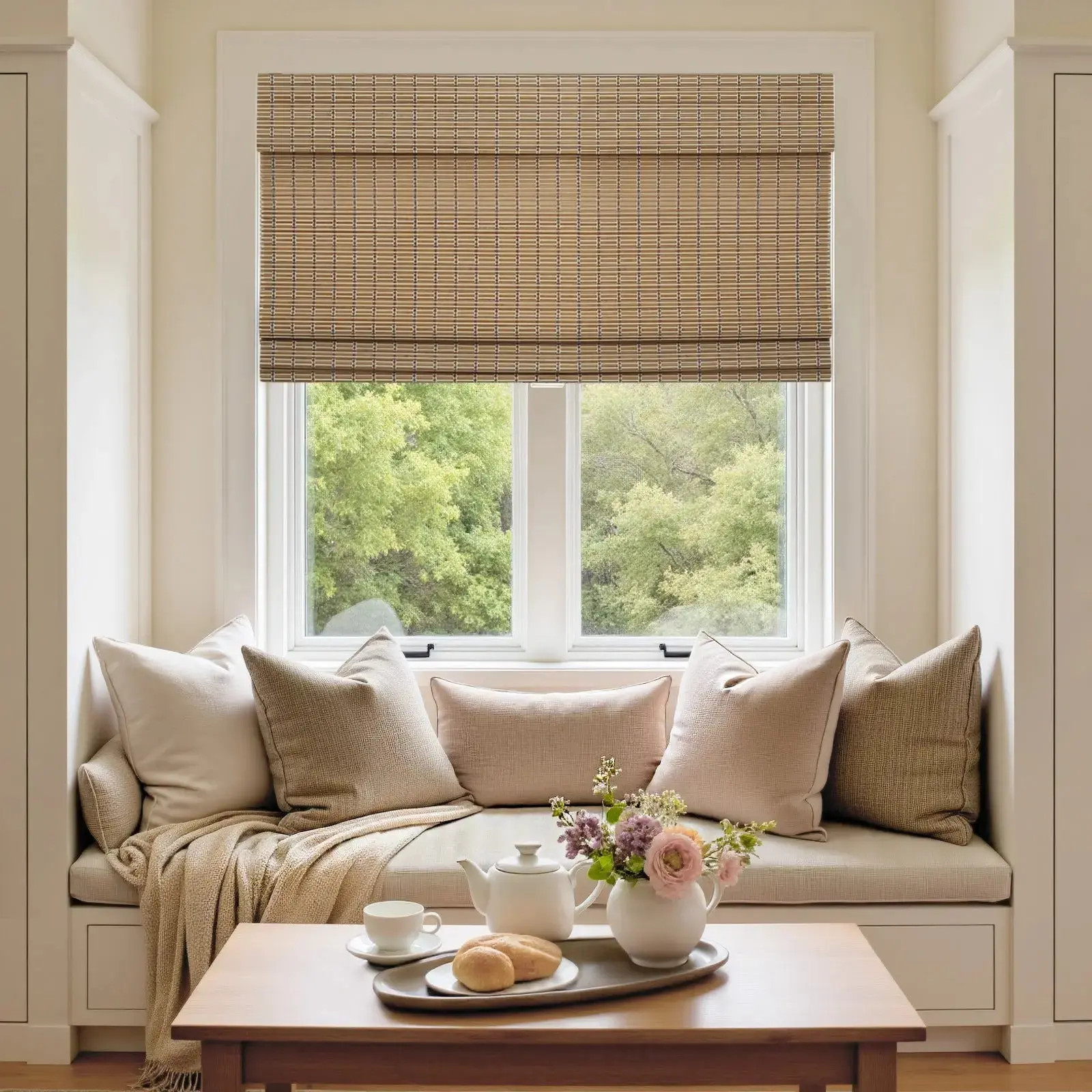 Sybil Bamboo Roman Shade - Dark Khaki | TWOPAGES