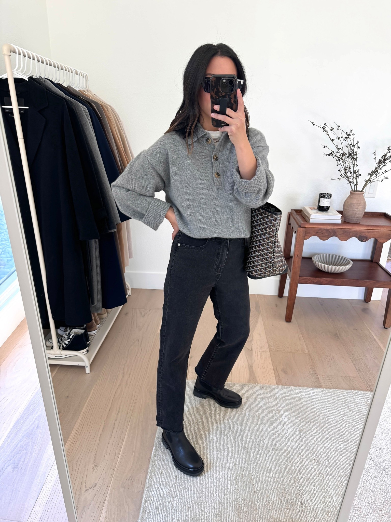 Reformation Katerina boots styled multiple ways. 

Reformation cashmere sweater xs (old, linked similar)
Madewell 90's jeans 25, cut hems - style is old, linked similar
Reformation Katerina Boots 5.5
Goyard Artois tote
YSL Sunglasses

Petite style, winter style, winter outfits, winter boots 

#LTKSeasonal #LTKootd #LTKPetite