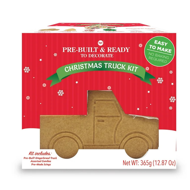 Pre-Built Gingerbread Christmas Truck Kit, Ready to Decorate, 12.87 oz | Walmart (US)